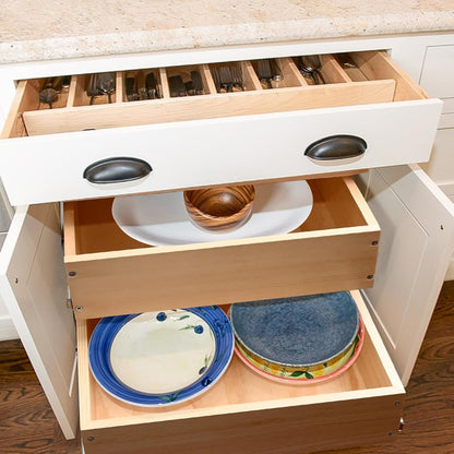 Pull Out Cabinet Organizer 17''W×21''D×16''H Slide Out Drawer | Soft Close Wood Kitchen Pullout Drawers for Cabinets Shelves for Kitchen, 2-Tier, Finished, Heavy-Duty, Bottom Assembly