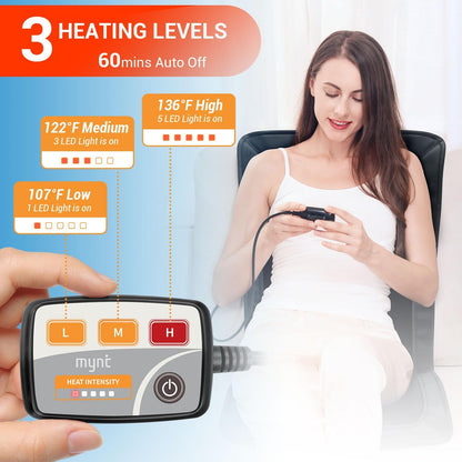 Longer Heated Seat Cover, Heating Pad for Chairs | Home/Office Seat Cushion with Fast Heat to Promote Blood Circulation & Relieve Fatigue, A Warm Gift, Black