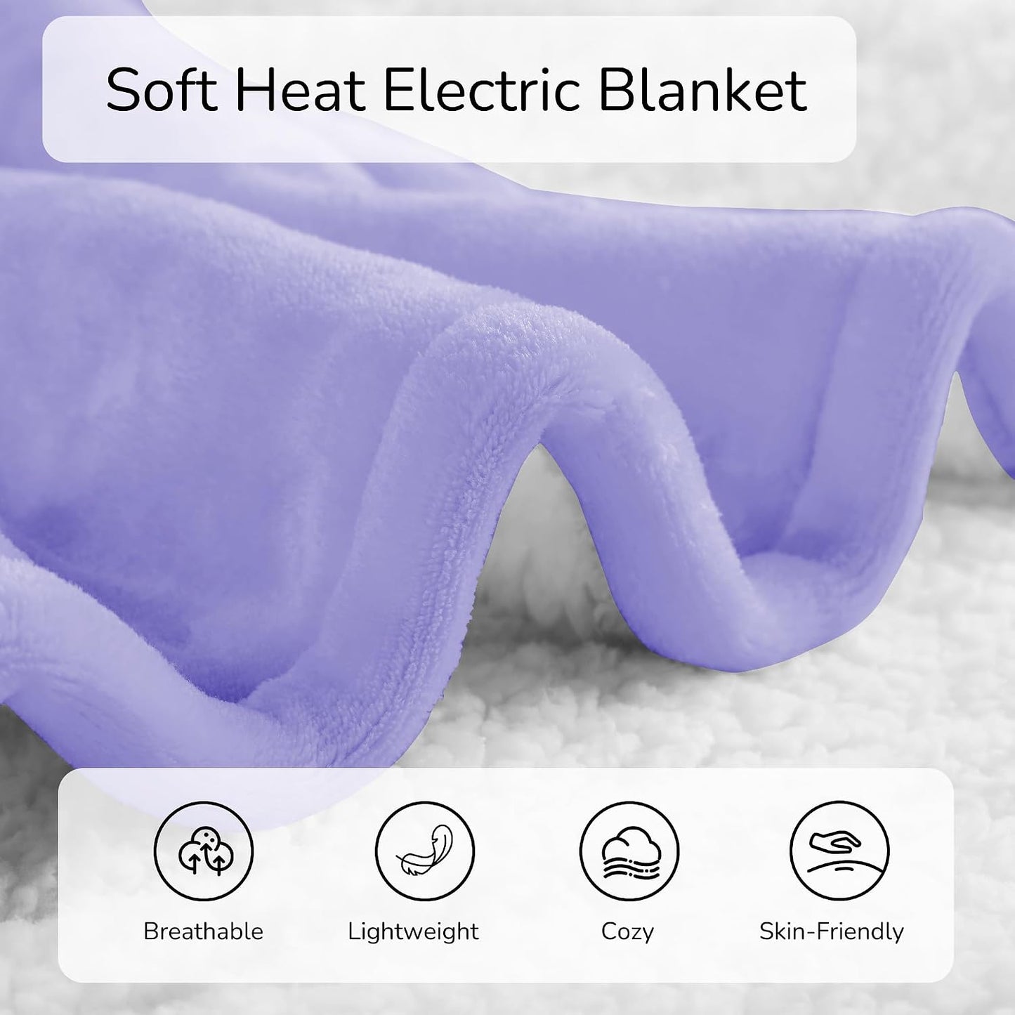 Electric Heated Blanket Full Size 72"x84" – Light Gray | ETL for Safe Overnight, 4 Heat Settings & 10H Auto Off, Dual-Sided Microplush Sherpa for Home Night, Machine washable