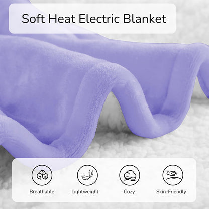 Electric Heated Blanket Full Size 72"x84" – Light Gray | ETL for Safe Overnight, 4 Heat Settings & 10H Auto Off, Dual-Sided Microplush Sherpa for Home Night, Machine washable