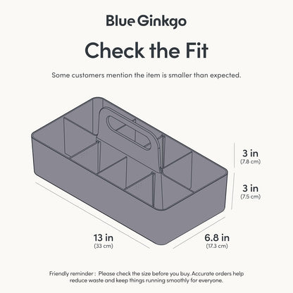 BLUE GINKGO Stackable Organizer Caddy, Rectangle, White, Made in Korea | Portable. Adjustable. Home, Office & School Storage.