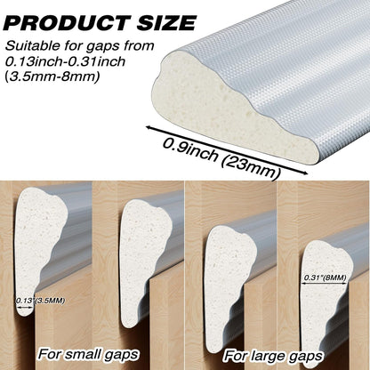 196" White Wedge Weather Stripping Door Seal, Foam Door Gap Seal | Noise & Draft Blocking, Windows & Doors Winter Insulation, Door Frame Soundproofing, Self Adhesive Weatherstrip Tape