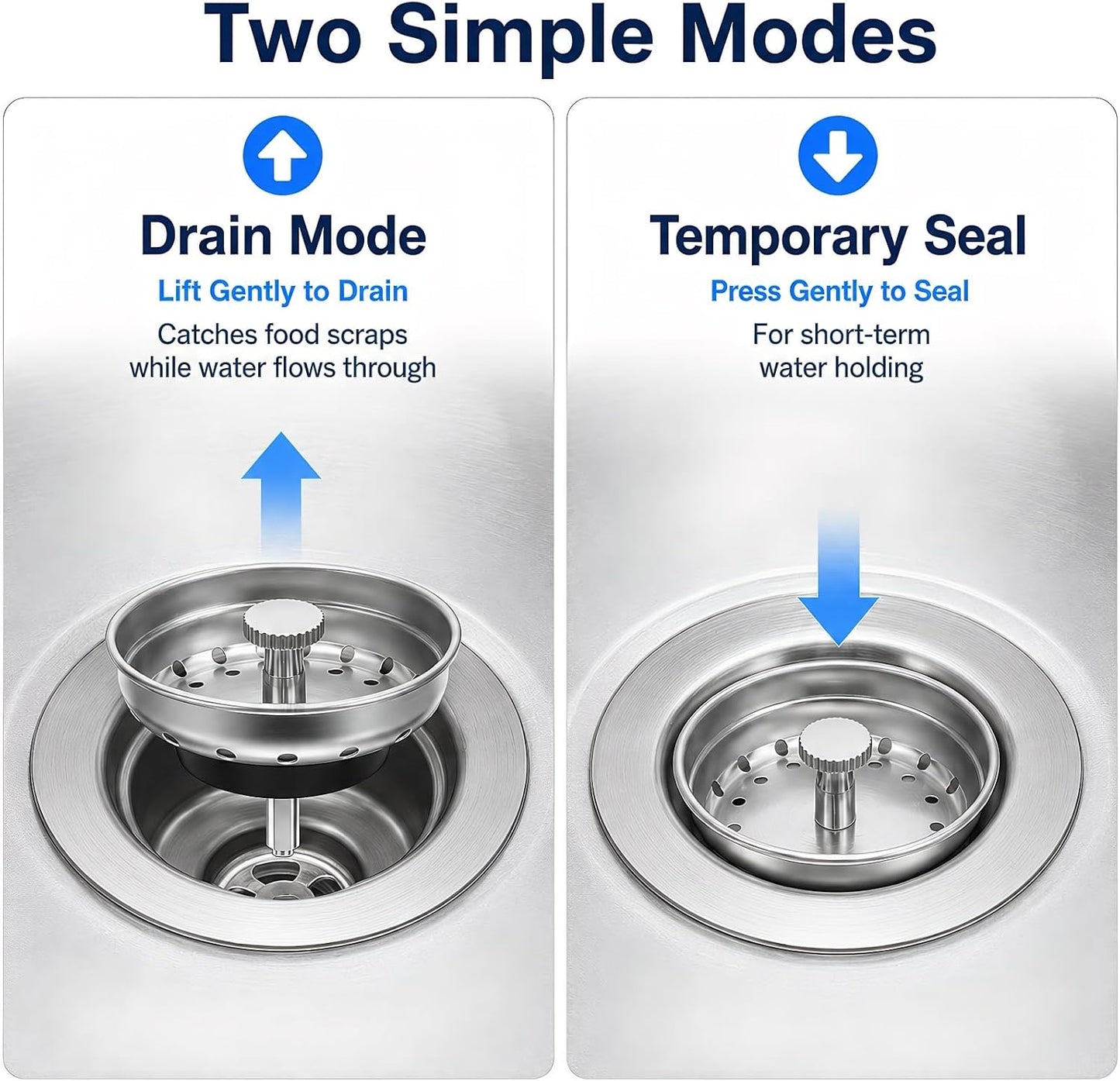 Kingrol 4 Pack Kitchen Sink Strainer Baskets with Removable Rubber Stoppers, Stainless Steel Replacement for Select 3.5" Basket Strainer Drains, Easy Clean, Rust Resistant