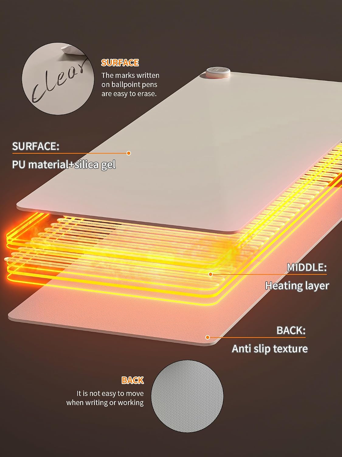 PAIDU Heated Mouse Pad Hand Warmers, Electric Warm Office Desk Mat