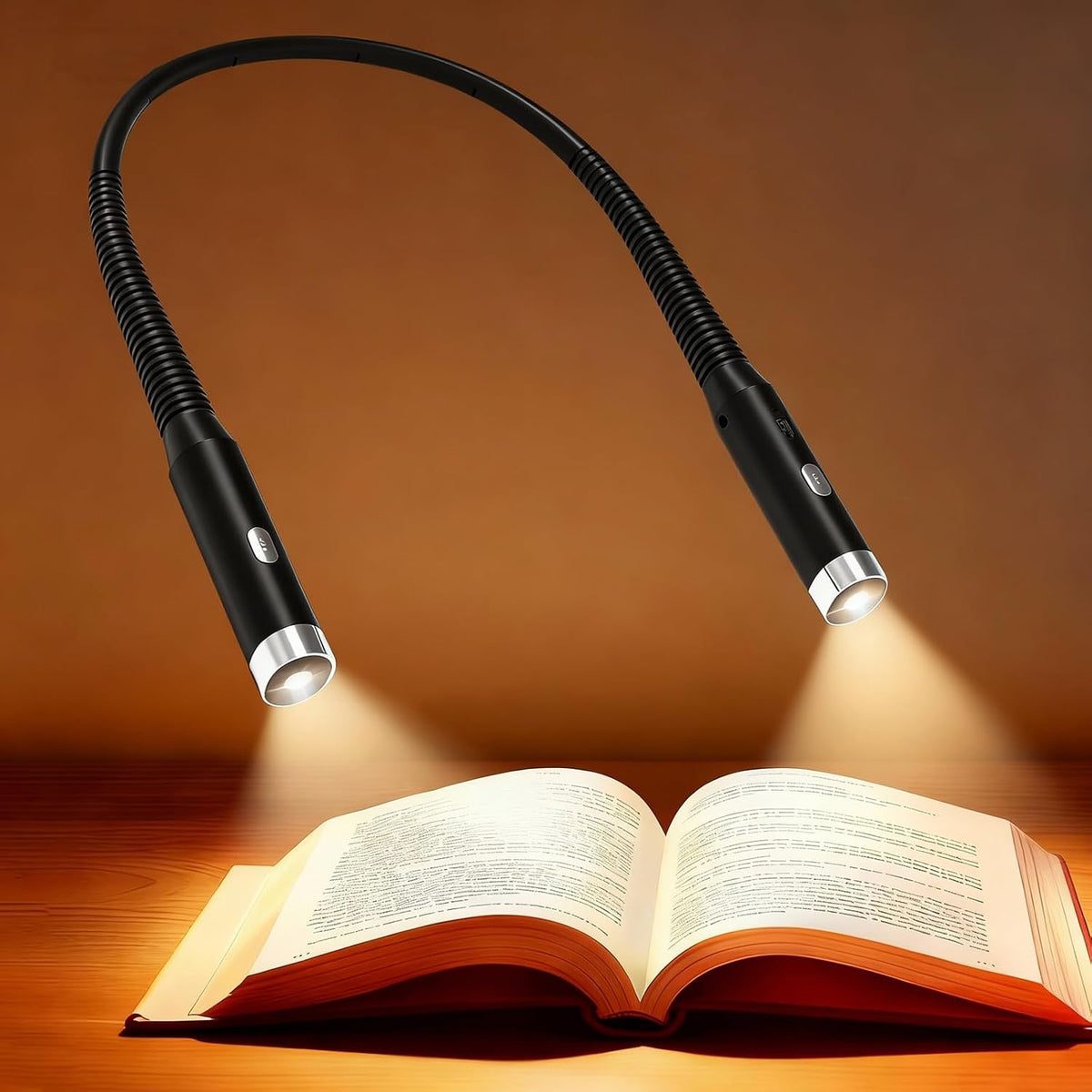 Choudao Book Light, Eye Caring Reading Light, Bendable Neck Light, Black