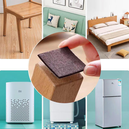 6Pcs Square Felt Furniture Pads, 4 inch x 4 inch Self Adhesive Cuttable Anti Scratch Floor Protectors for Furniture Legs Hardwood Floor, Brown, 100mm