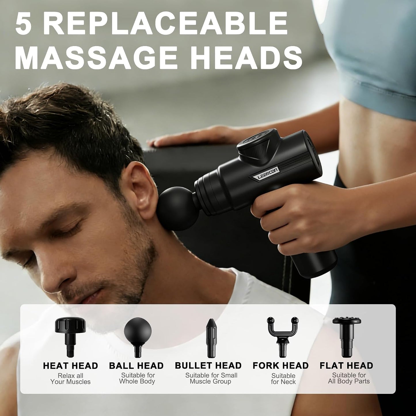 Massage Gun Deep Tissue, Silent Motor and Portable Massage Gun with 4 Interchangeable Heads for Deep Muscle Relief and Relaxation, Relax Gift
