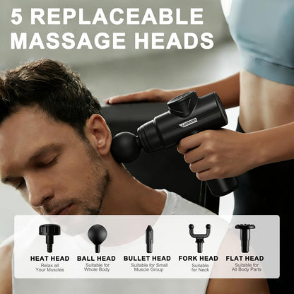 Massage Gun Deep Tissue, Silent Motor and Portable Massage Gun with 4 Interchangeable Heads for Deep Muscle Relief and Relaxation, Relax Gift