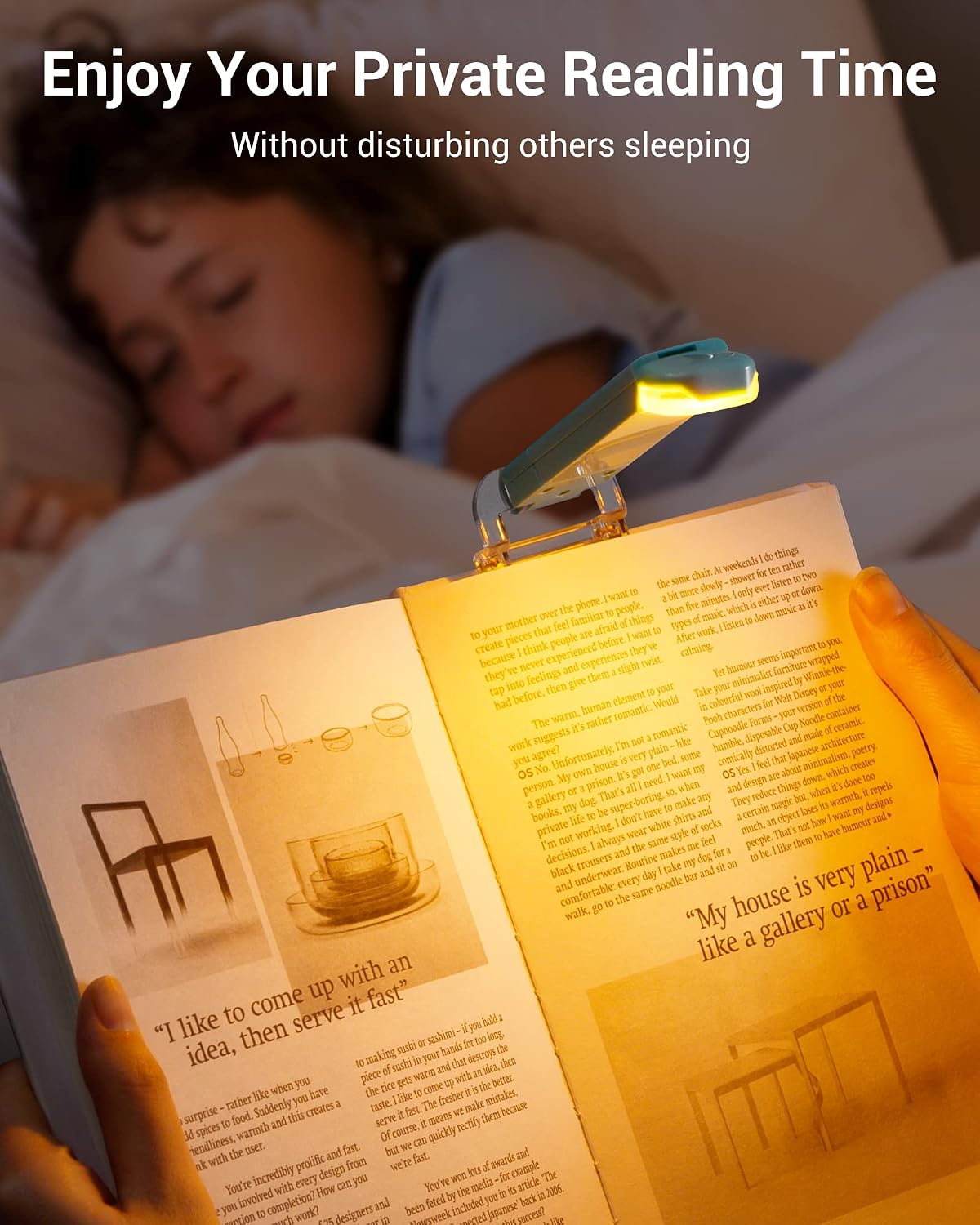DEWENWILS Book Light, Amber Warm Clip On LED with 3 Adjustable Brightness for Eye Protection, Rechargeable USB Long Lasting Reading Light, Gifts for Bookworms, Kids (Black)