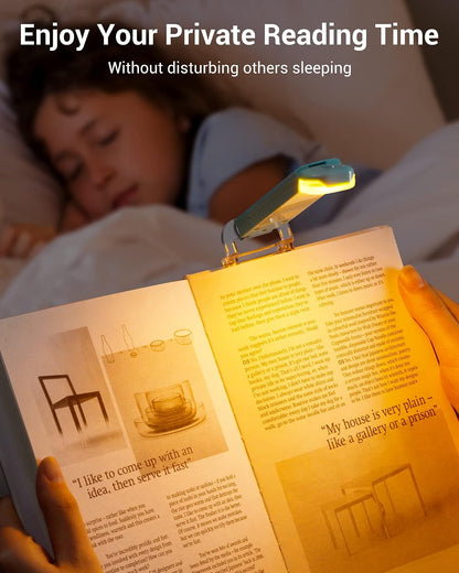 DEWENWILS Book Light, Amber Warm Clip On LED with 3 Adjustable Brightness for Eye Protection, Rechargeable USB Long Lasting Reading Light, Gifts for Bookworms, Kids (Black)