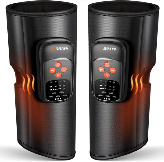 JZBRAIN Cordless Calf Massager with Heat and Compression : Rechargeable Leg Massager with 5 Modes, 5 Intensity, 3 Heat for Circulation and Pain Relief - Calf Compression Device for Fast Recovery