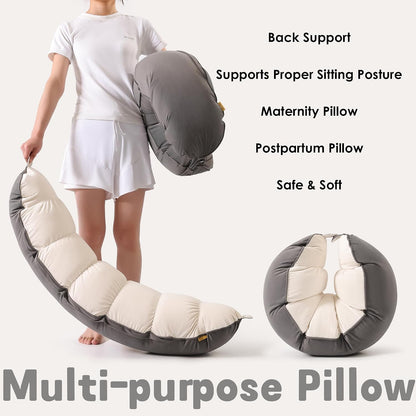 Peallow(Pat. Pend) – Long Round Body Pillow for Adults, Bolster Pillow for Sleeping, Soft and Supportive Pillow for Sleeping & Lumbar Support (Green-White, 29.5")