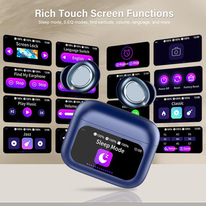Sleep Earbuds Bluetooth 5.4 in Ear Touch Screen Sleep Headphones, Small Design Mini Sleep Earbuds for Side Sleepers with Sleep Mode, 48H Playtime Sleep Earphones Clear Calls, Rose