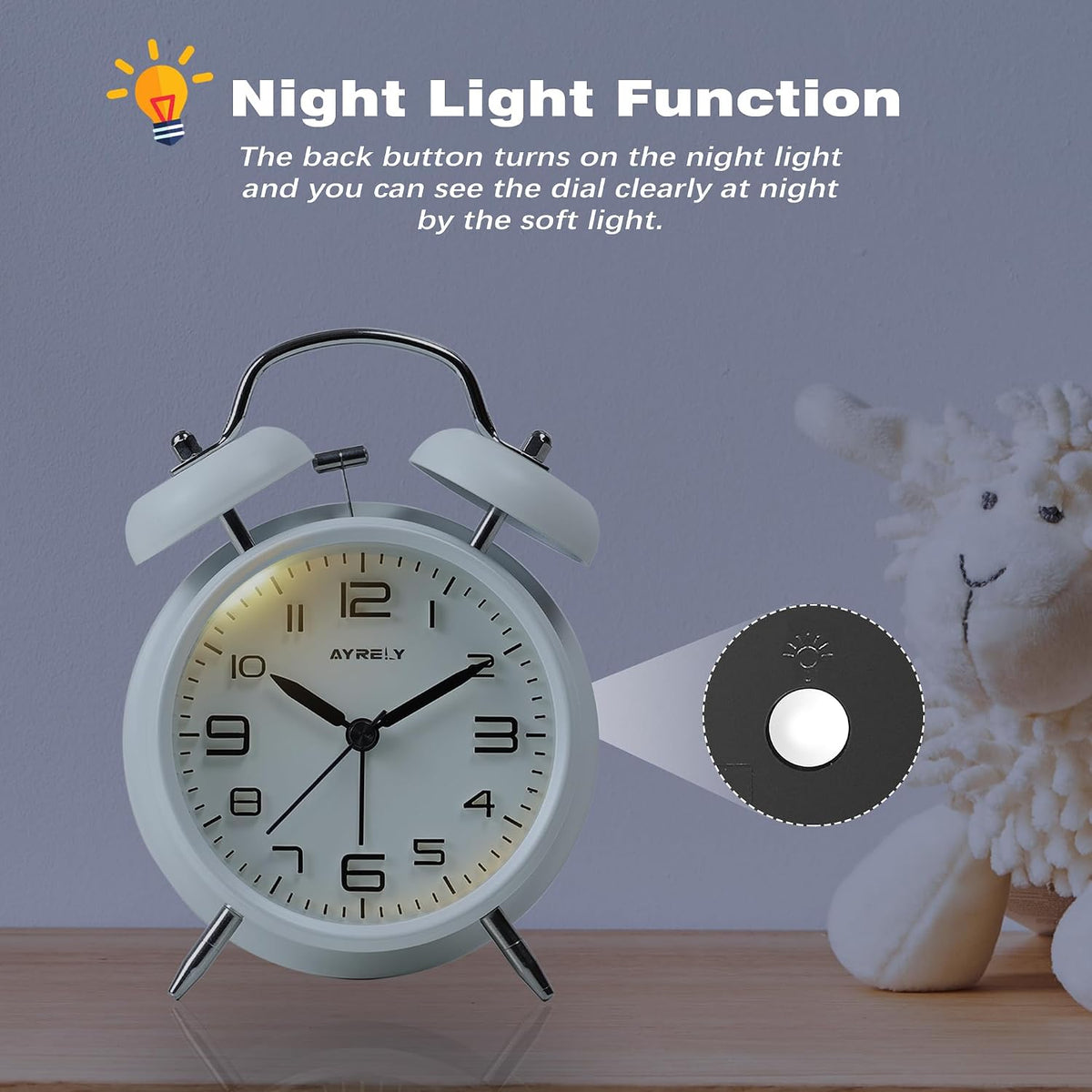 AYRELY® Super Loud Alarm Clock for Heavy Sleepers, 4.5 Inch Twin Bell Retro