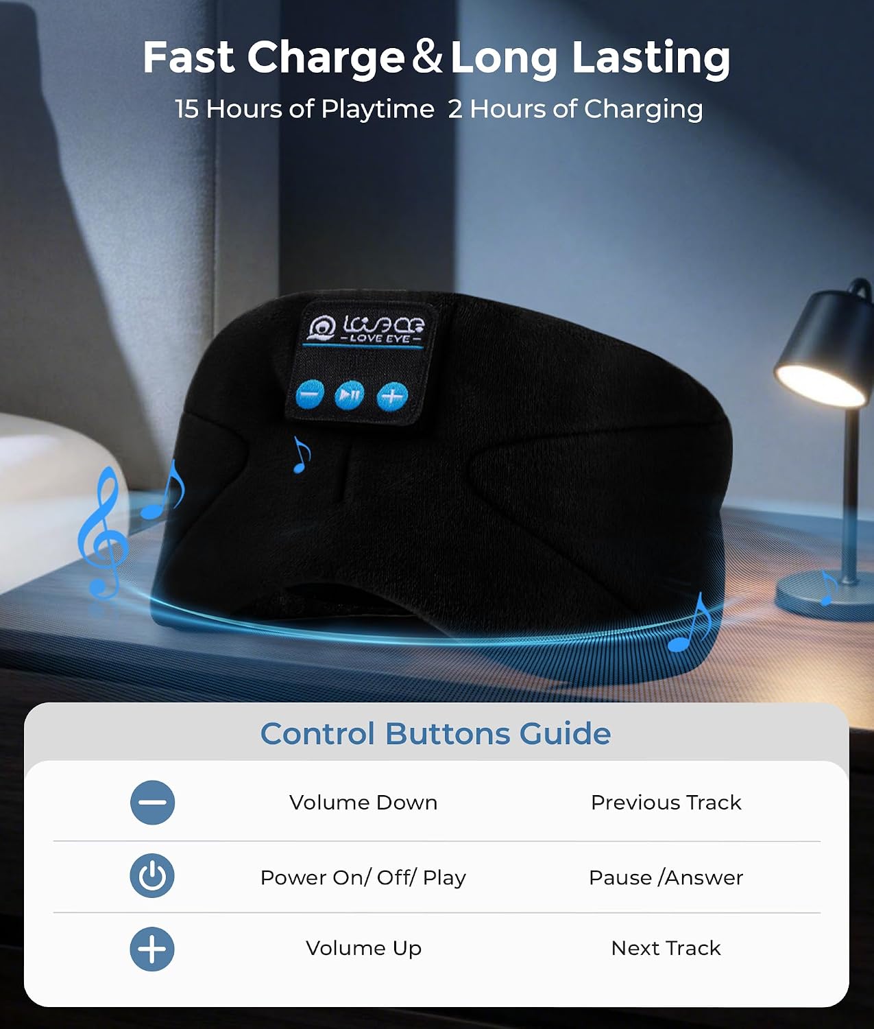 LOVE EYE Sleep Headphones Bluetooth 5.4 Sleeping Eye Mask Wireless Music Earphones with Built-in HD Speakers for Side Sleepers Cotton Sleeping Headphones for Women Men Gifts (Lavender Purple)