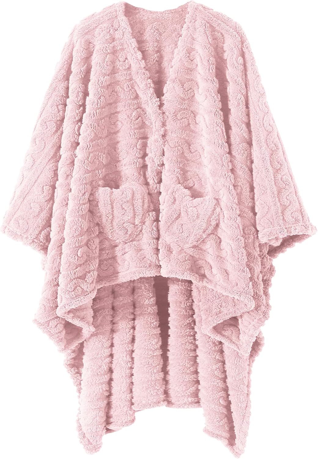 Wearable Blanket Sherpa Fleece Shawl Blanket with Pockets Blanket Poncho Cape for Adults, Cozy Shawl TV Throw Blankets