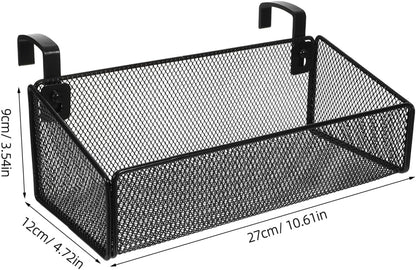 Bedside Hanging Storage Basket, Metal Bunk Bed Caddy with Hooks | Fits bunk beds and headboards, Hanging hook design, Organizes phones and essentials, Space-saving bedside storage