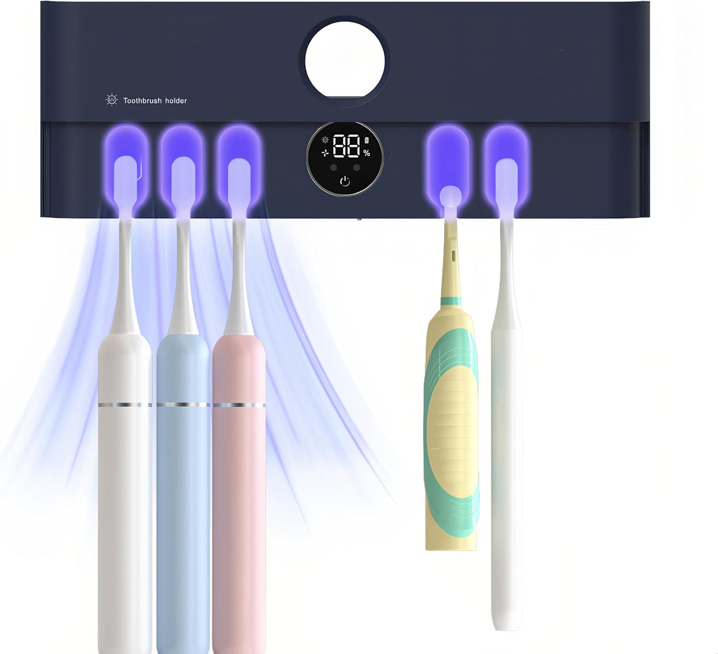 Toothbrush Holder and Cleaner Razor Holder and Dryer Auto Open/Close Cover Rechargeable Wall-Mounted Suitable for Most Toothbrushs