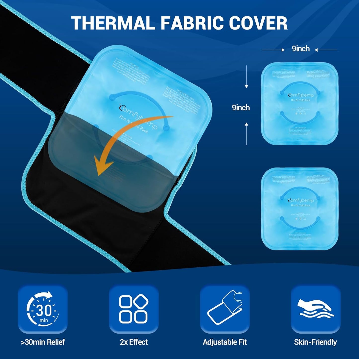 Comfytemp Large Knee Ice Pack Wrap with 2 Soft Gel Packs, Reusable Compression Knee Brace for Meniscus Tear, Cold Bag for Injury, Joint Pain Relief, Arthritis, ACL, After Surgery Men Women Recovery