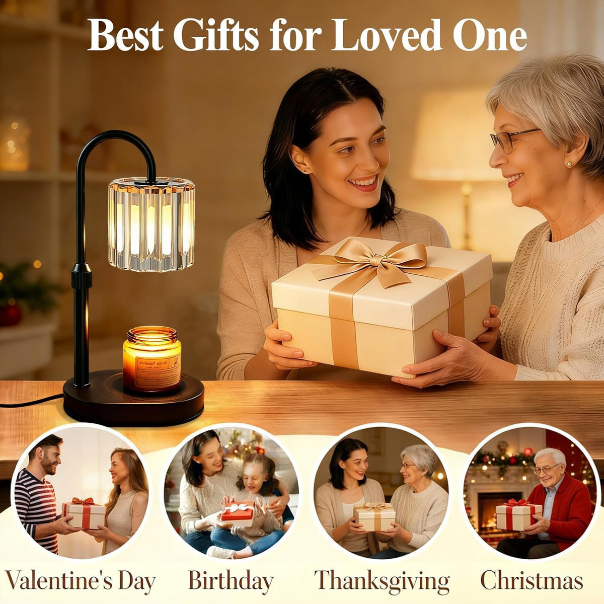 Lukasa Candle Warmer Lamp, with Timer Dimmer Adjustable Height, Home Decor, Room Decor, Wax Melt Warmer for Candles, Gifts for Mom, Gifts for Mother's Day, Birthday Gifts for Women
