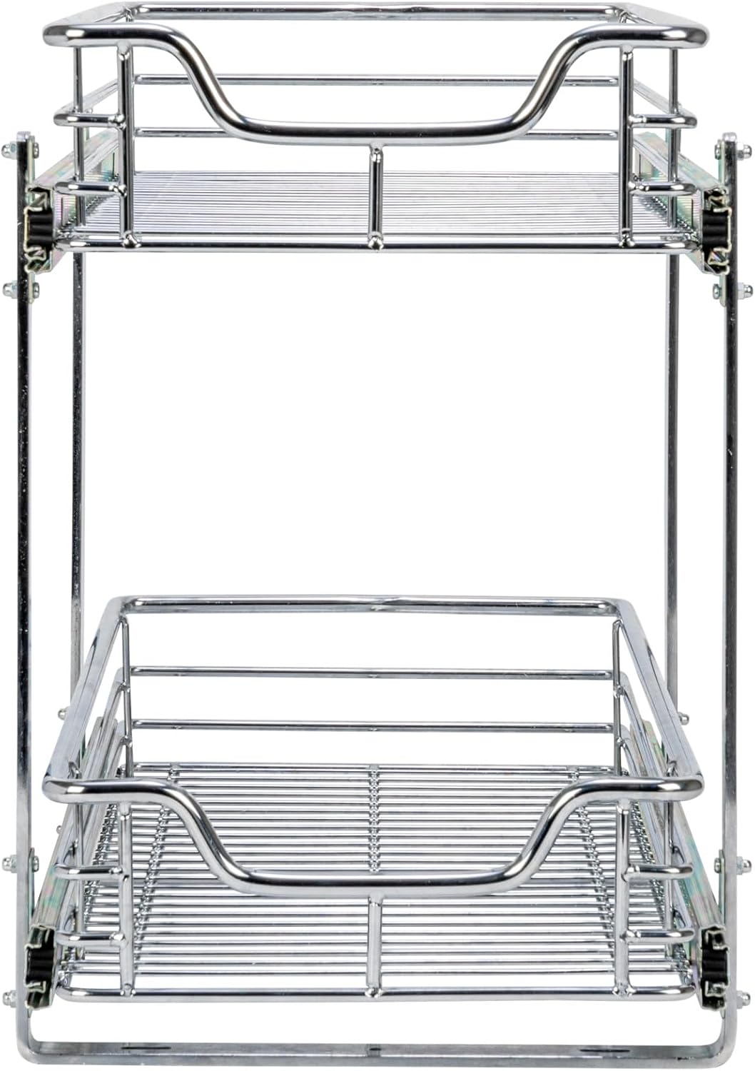 Household Essentials Glidez Multipurpose Chrome-Plated Steel Pull-Out/Slide-Out Storage Organizer for Cookware and Bakeware - 2-Tier Design - Fits Standard Size Cabinet or Shelf, Chrome