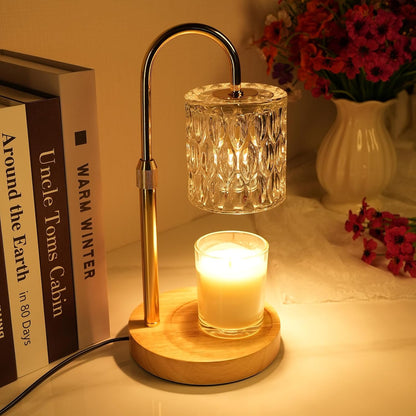 HAIDOLIANG Blue Candle Warmer Lamp with Timer and Dimmer | Height and Brightness Adjustable,Glass Electric Wax Warmer with 2 Bulbs for Women Gifts, Home Decor for Scented Jar Candles