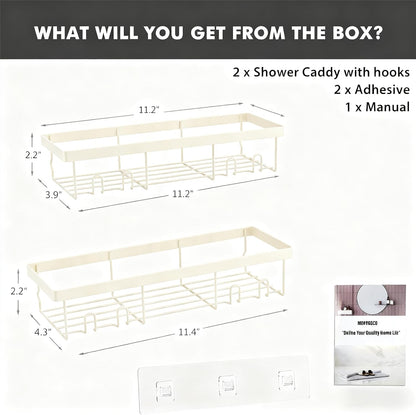Moforoco Shower Caddy Shelf Organizer Rack, Self Adhesive Black Bathroom Shelves Basket, Home Farmhouse Wall Inside Organization and Storage Decor Rv Accessories, First Camper Apartment Essentials