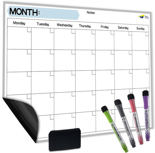Large Magnetic Weekly Planner for Fridge, Dry Erase Whiteboard | 17x12" Stain-Resistant Surface, Strong Full-Back Magnet, 7-Day Weekly Planner for Meals & Chores, 4 Markers & Eraser