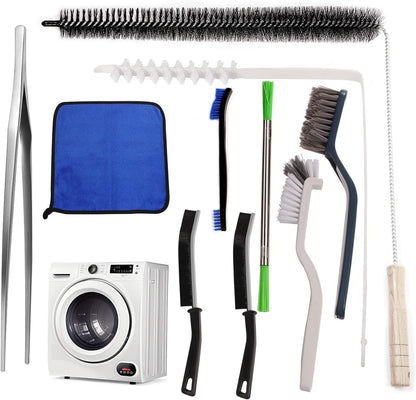 10PCS Dryer Vent Cleaner Kit, Flexible Brush with 8 Attachments & Microfiber Cloth for Deep Cleaning Lint/Dust in Dryer, Washer, Duct, Vent, Filter & Narrow Gaps of Kitchen Appliances