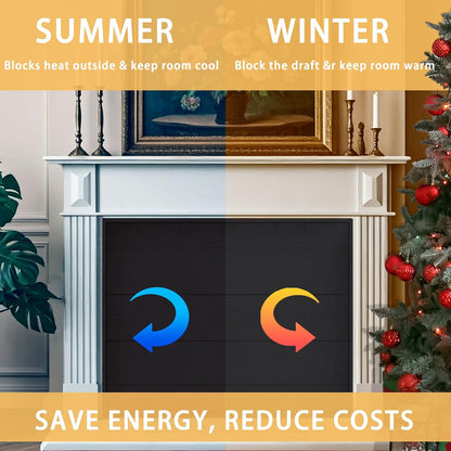 JUIN Fireplace Cover for Baby Proof: 43×36 Magnetic Fire Place Blanket for Indoor Brick Fireplace - Fireplace Draft Stopper Tool with 12 Strong Magnets for Heat Loss Living Room Insulation