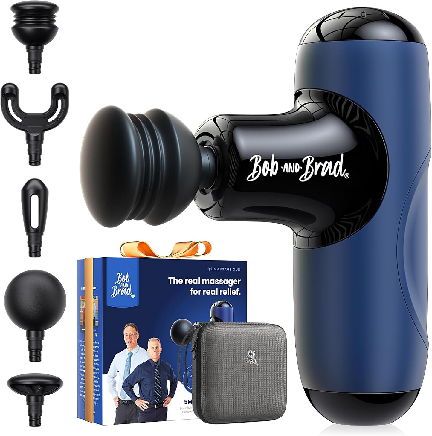 BOB AND BRAD Q2 Mini Massage Gun, Pocket-Sized Deep Tissue Massager Gun, Portable Percussion Muscle Massager Gun, Ultra Small & Quiet Muscle Massage Gun for Muscle Recovery with Carry Case