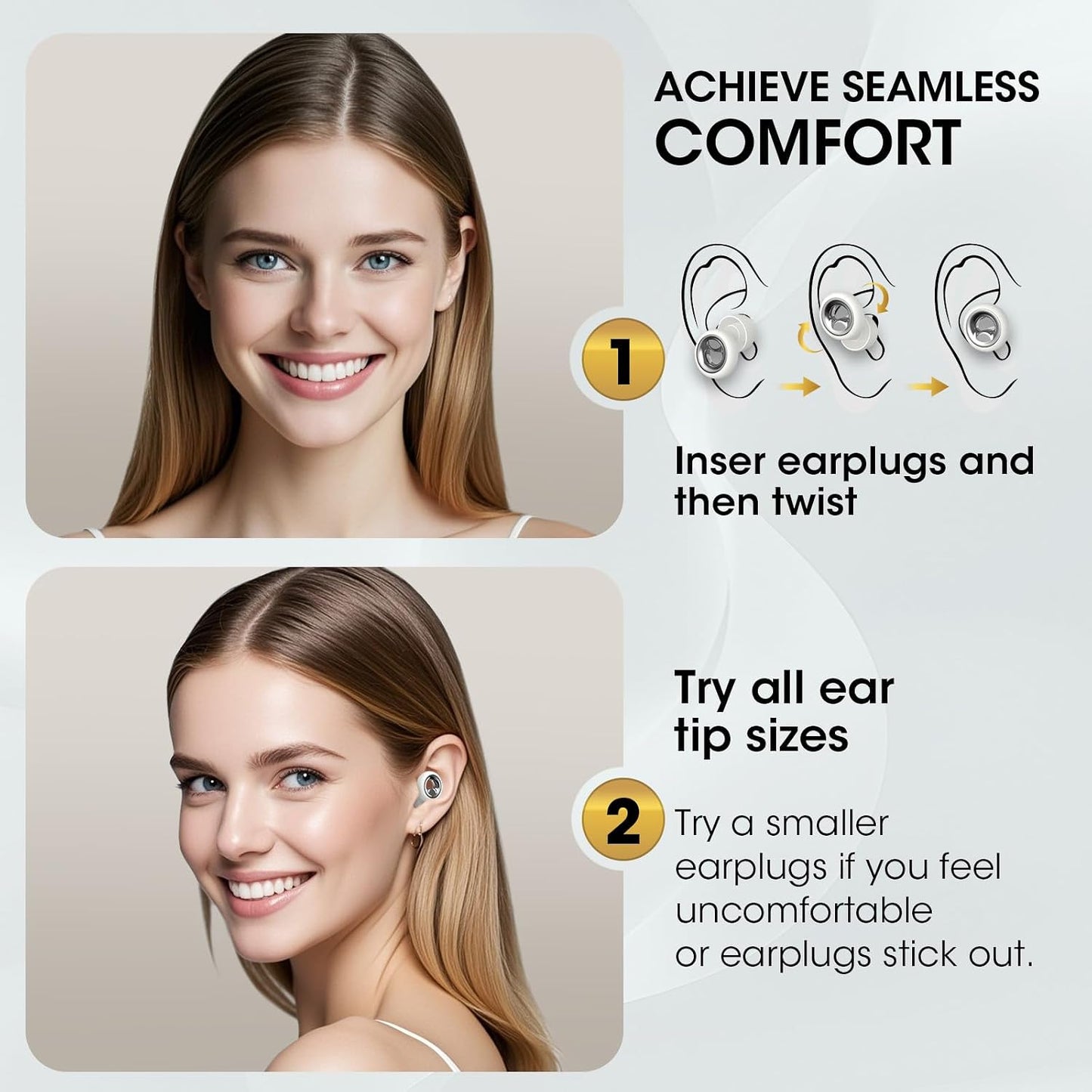 Noise Cancelling Ear Plugs for Sleeping, Reusable Silicone Ear Plugs for Noise Reduction, Soft Hearing Protection with 8 Ear Tips for Concerts, Work, Shooting, and Travel(Rose)