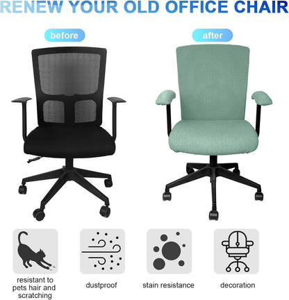 Tallew 4 Pcs Office Chair Covers Set Computer Universal Protective Stretchable Chair Seat Covers Desk Armrest Slipcovers Pads Office Cushion Backrest for Rotating (XL,Silver Gray)