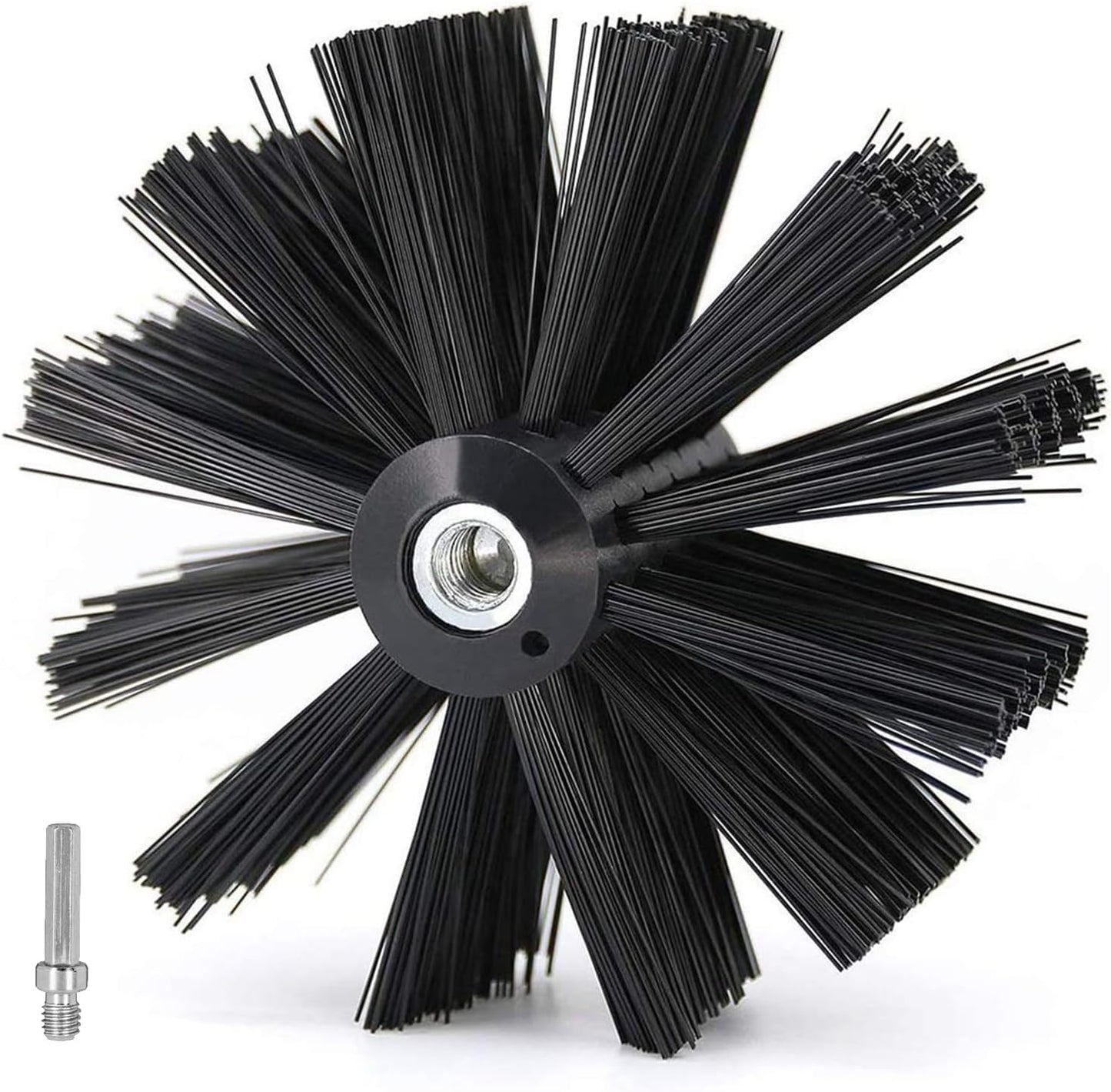 6 Inch Dryer Vent Cleaner Brush Head, Duct Cleaning Brush with 3/8” Hex Shaft Drill Attachment for Dryer Vent Cleaning, Fireplace, Chimney Washing, Compatible with Standard M8 Flexible Rods