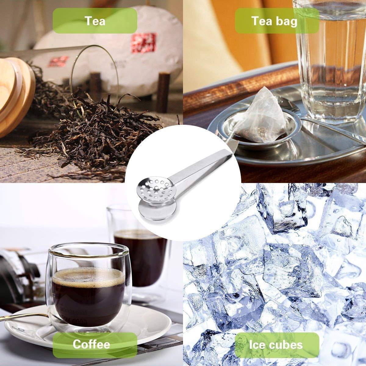 2 Pack Stainless Steel Tea Bag Squeezer Tongs Strainer Grip