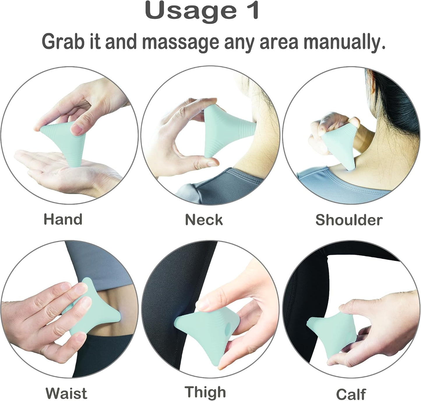 Trigger Point Massage Ball Manual Massager Tool 2.8”×2.9”. Gray | Silicone Massage Ball for Muscle Knot Deep Tissue Myofascial Release Physical Therapy Hip Flexor Iliacus Psoas Hand Foot Back