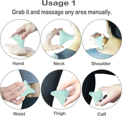 Trigger Point Massage Ball Manual Massager Tool 2.8”×2.9”. Gray | Silicone Massage Ball for Muscle Knot Deep Tissue Myofascial Release Physical Therapy Hip Flexor Iliacus Psoas Hand Foot Back