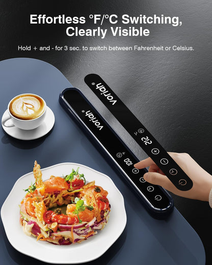 Warming Mat for Food, Voriah Electric Warming Tray with 3 Temp Settings & Auto Shut-Off, Food Warmer with Thick Silicone Surface to Keep Food Warm at Buffet, Parties, and Family Use（Dark Blue）