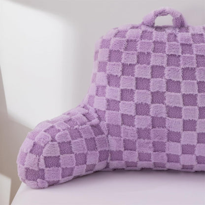 Aimuan Reading Pillow Checkered Bed Rest Wedge Backrest Checkerboard Pillow with Arms Back Support for Sitting Up in Bed Cushion Incline Rest Sleeping Snoring Pillow (Beige,Large)
