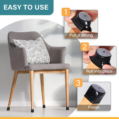 Ansible 24 Pcs Chair Leg Floor Protectors Square | Silicone Felt Furniture Leg Pads Caps Covers for Hardwood Floors (Fit:1-1/16" to 1-5/8")
