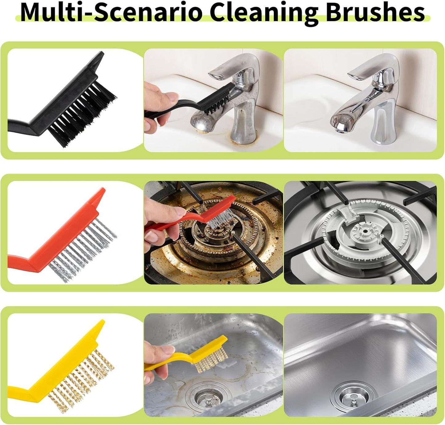 Oven Cleaner Brush Set with Oven Scraper for Cleaning, Heavy Duty Wire Brush Set for Oven, Stove, BBQ Grill & Range Hood, Kitchen Cleaning Kits Tools for Removes Tough Grease & Rust