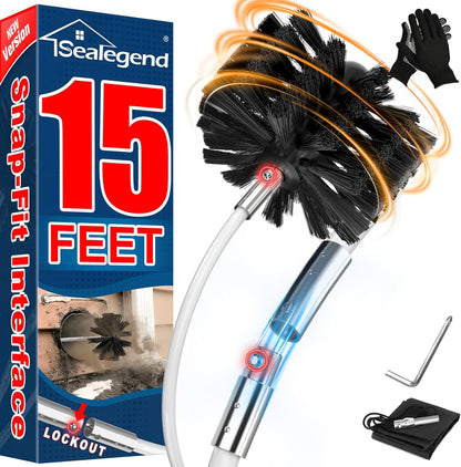 Sealegend 50Ft Dryer Vent Cleaner Kit, Flexible Lint Remover | Upgraded Quick-Snap Brush with Drill Attachment for Easy to Use, Deep Clean, Lint Removal, Easy DIY Assembly, Home Essential