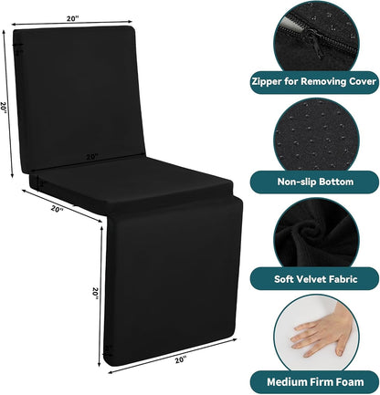 HOMBYS 3-in-1 Recliner Seat Cushion with Lumbar Support Pillow & Footrest, Multi-Functional Adjustable Height 2" to 6" for You to Choose, Non-Slip Foam Chair Cushion for Elderly, Brown