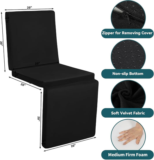 HOMBYS 3-in-1 Recliner Seat Cushion with Lumbar Support Pillow & Footrest, Multi-Functional Adjustable Height 2" to 6" for You to Choose, Non-Slip Foam Chair Cushion for Elderly, Brown
