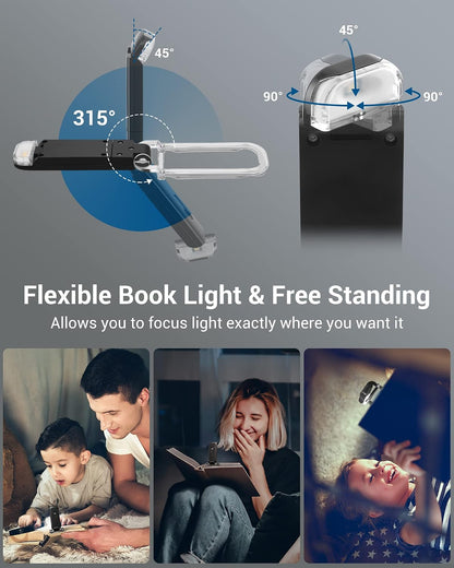 DEWENWILS USB Rechargeable Book Reading Light, Clip on Book Light (Blue)