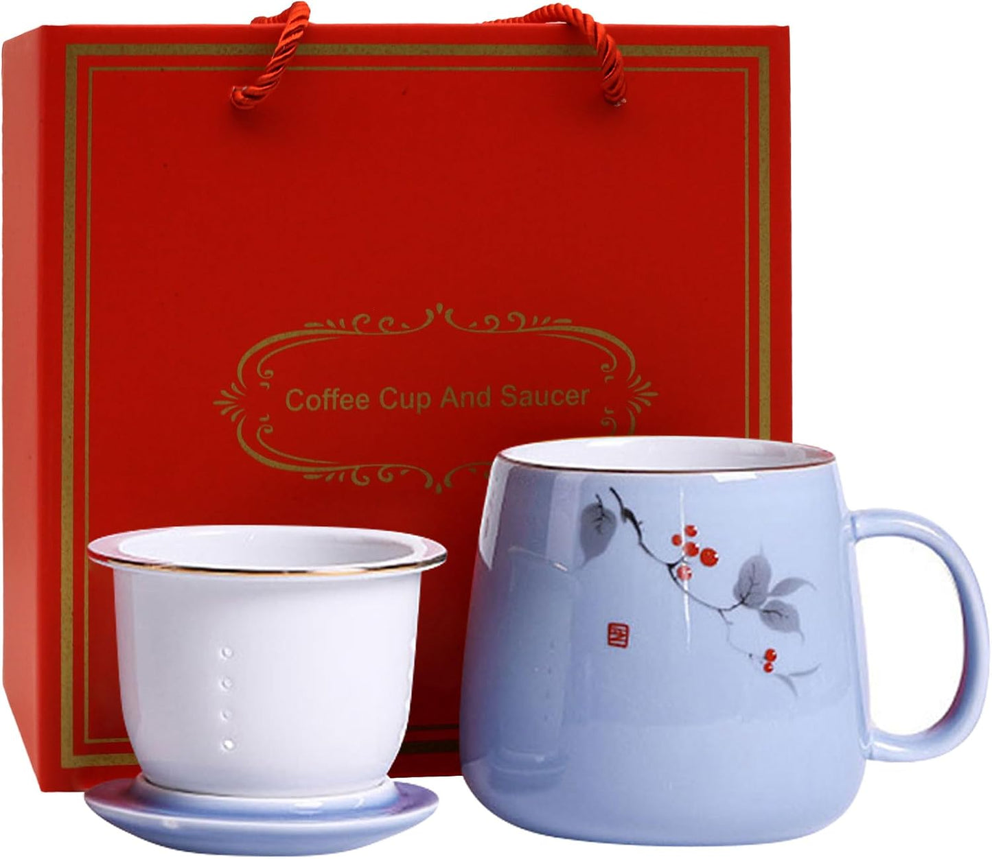 ZooBoo Porcelain Tea Mug With Infuser Lid 12oz Loose Leaf Tea Cup | Gift Box Packaging Makes This Tea Cup An Ideal Choice For Tea Lovers, Home, Office Use