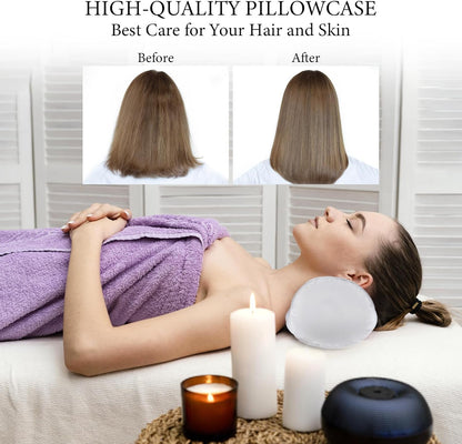 2 Packs Round Neck Pillow Case Covers, 16x5.9inch Cervical Neck Roll Pillow Cover Soft Round Pillow Covers with Zipper Bolster Pillowcases Silk Pillow Case Covers for Hair & Skin(Only Case)