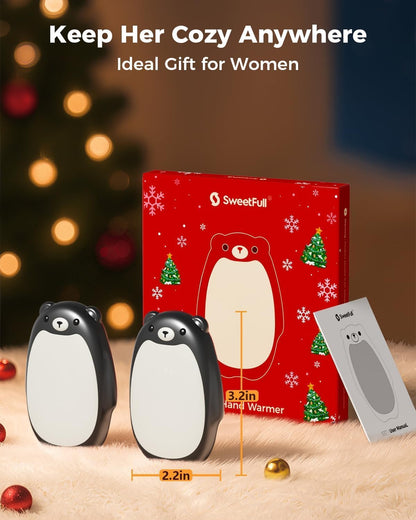SWEETFULL Hand Warmers Rechargeable, 2-in-1 Magnetic Bear Electric | Cute Bear; Snap Together/Split Use; 3 Heat Levels; UL Safe; Reusable Portable Pocket Warmer for Kids & Wife, Camping & Gifts