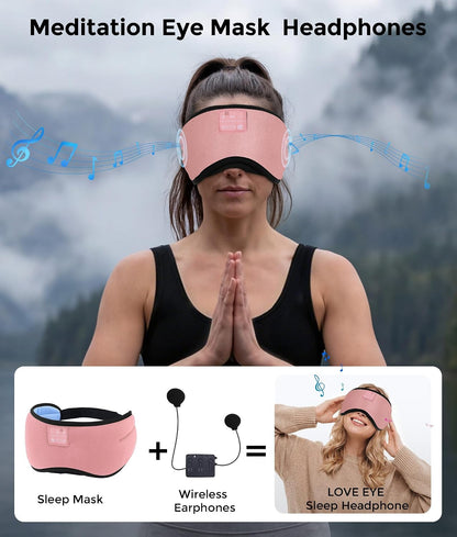 LOVE EYE Sleep Headphones Bluetooth 5.4 Sleeping Eye Mask Wireless Music Earphones with Built-in HD Speakers for Side Sleepers Cotton Sleeping Headphones for Women Men Gifts (Lavender Purple)