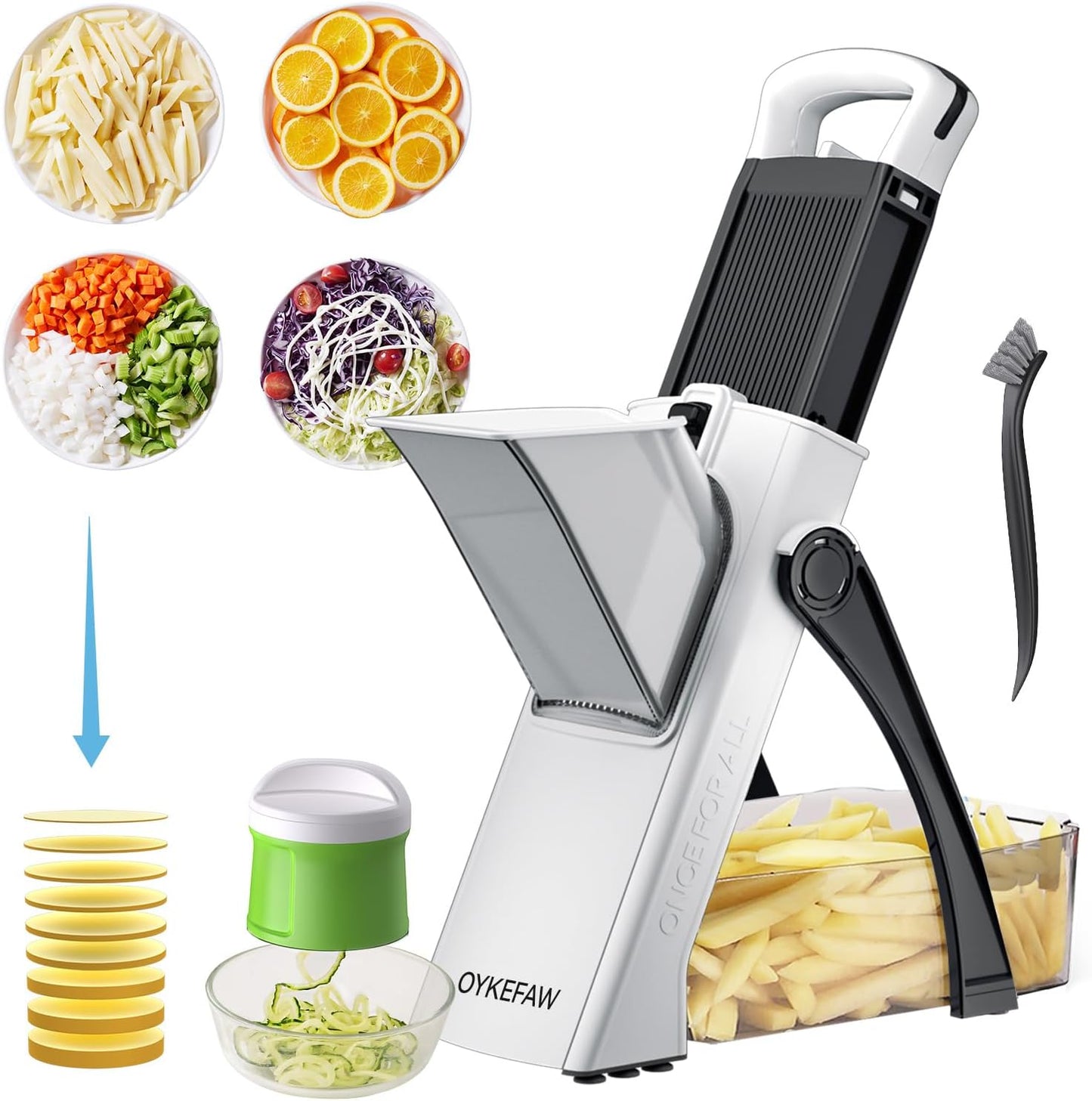 Safe Mandoline Slicer for Kitchen, Potato Slicer for Chips,Vegetable Cutter | Potato Slicer for Chips, 6 in 1 Vegetable slicer with Thickness Adjuster, Faster Kitchen Slicer for Meal Prep (Only Slice)
